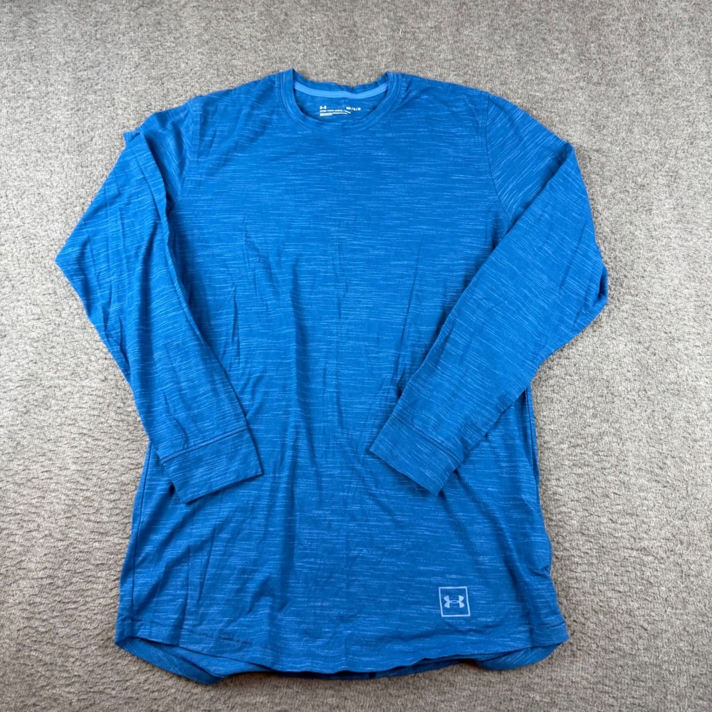 Under Armour Shirt Men's Medium Blue Space Dye Fitted Long Sleeve Crew Neck